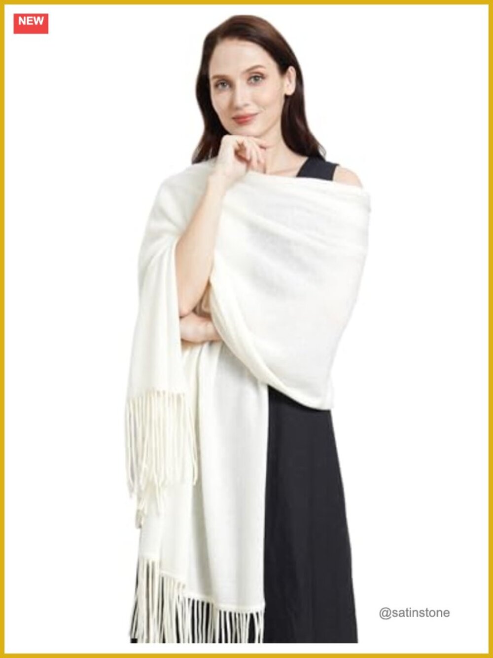 Cashmere Blend Wrap with Tassels Pashmina Shawl for Women